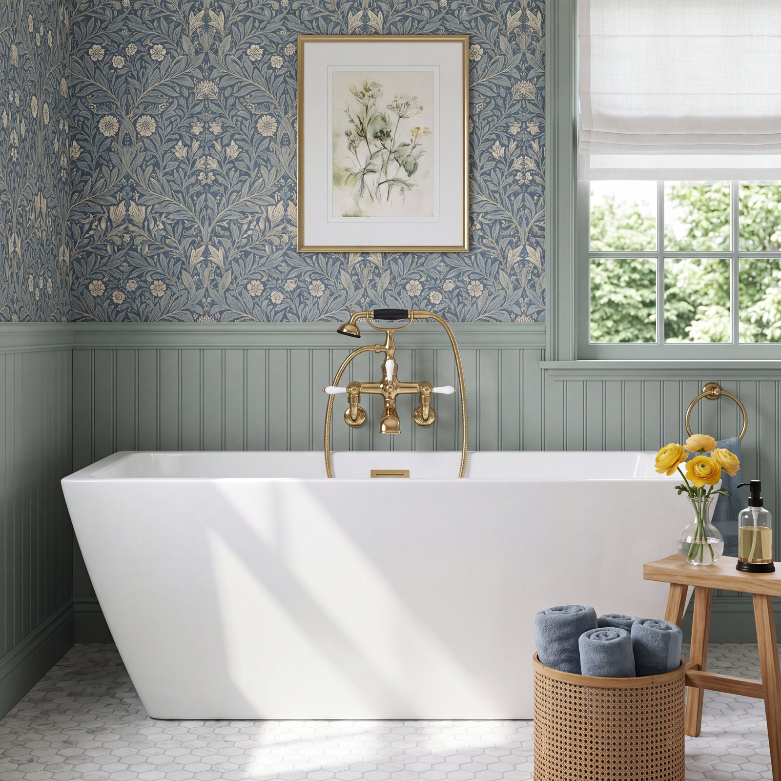 Finial Wall-Mounted Clawfoot Tub Faucet, Vibrant French Gold
