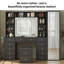 Miroir de bureau pleine longueur et miroir à DEL avec prise de courant, 12 tiroirs de maquillage et 10 tablettes de rangement ouvertes, capacité de rangement cachée, coiffeuse à intensité variable et 3 couleurs pour la chambre à coucher-1497487789