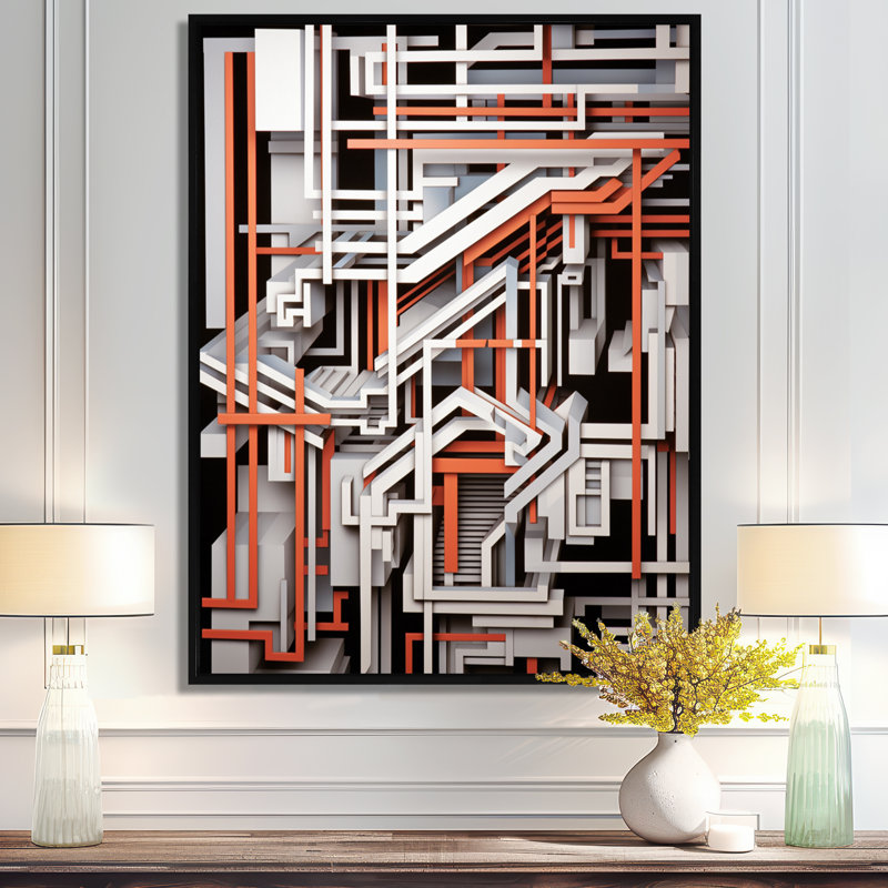 Inner Structures Inner Architecture - Art mural géométrique, salon, H 20 po x l 12 po x P 1 po