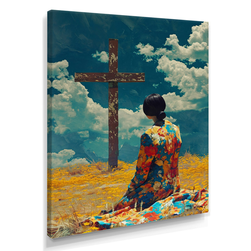 «Blue Sky Mourning», art mural paysage religieux, H 44 po x l 34 po, Toile tendue