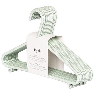 3 Sprouts Baby Wheat Straw Plastic Clothes Hangers - Pack Of 30 - Speckled Green