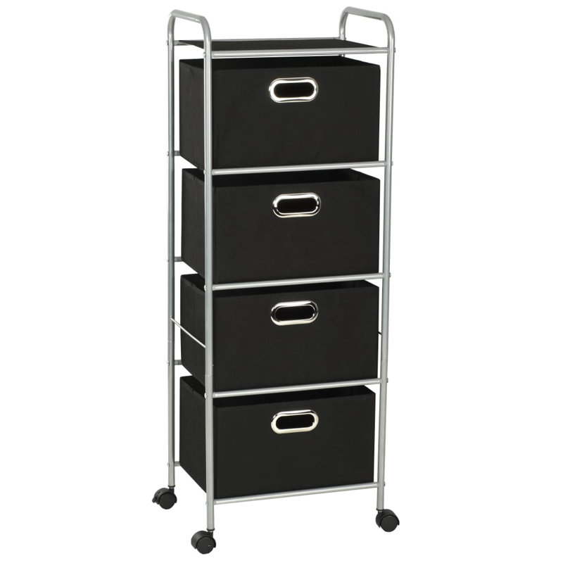 Rebrilliant Shelving Unit With 4 Storage Boxes Steel And Non-Woven Fabric