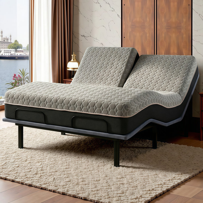 12 Inch Cooling Copper Hybrid Memory Foam Mattress with Split Top - Dual Comfort for Adjustable Bases, Enhanced Support and Pressure Relief
