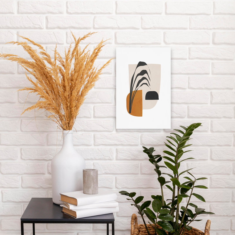 «Earthy Abstract Botanical Abstract», plante d'art géométrique contemporaine, 18" H x 12" W