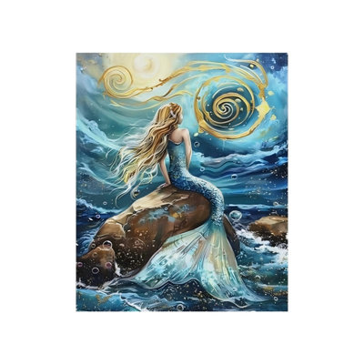 Mermaid Unframed Canvas Wall Art 16" X 20"