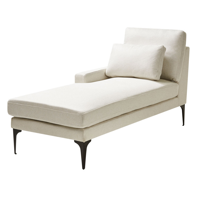 Deaveon Upholstered Chaise Lounge, Right Hand Facing, Light Beige