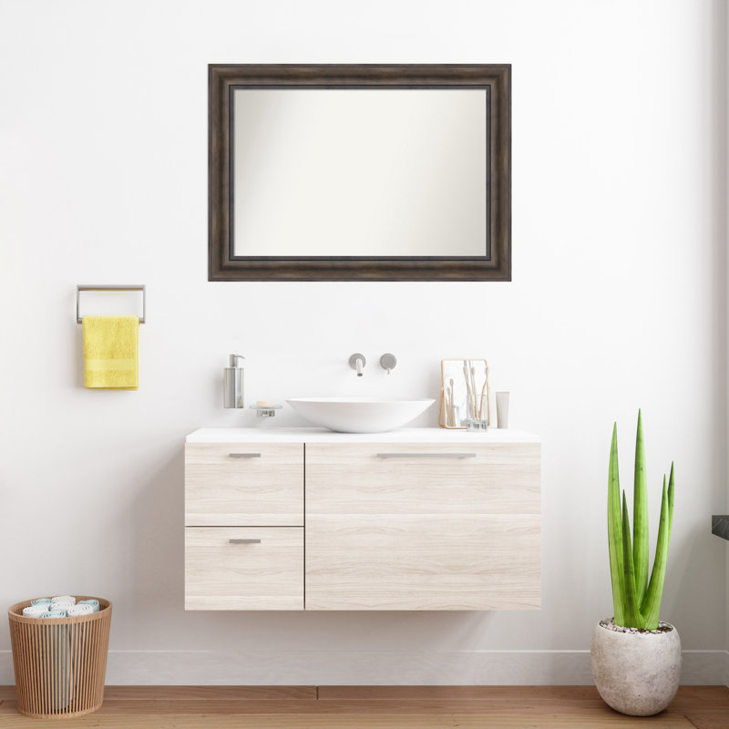 Miroir mural en bois massif Bostynn, Rectangle, H 25,5 po x l 35,5 po