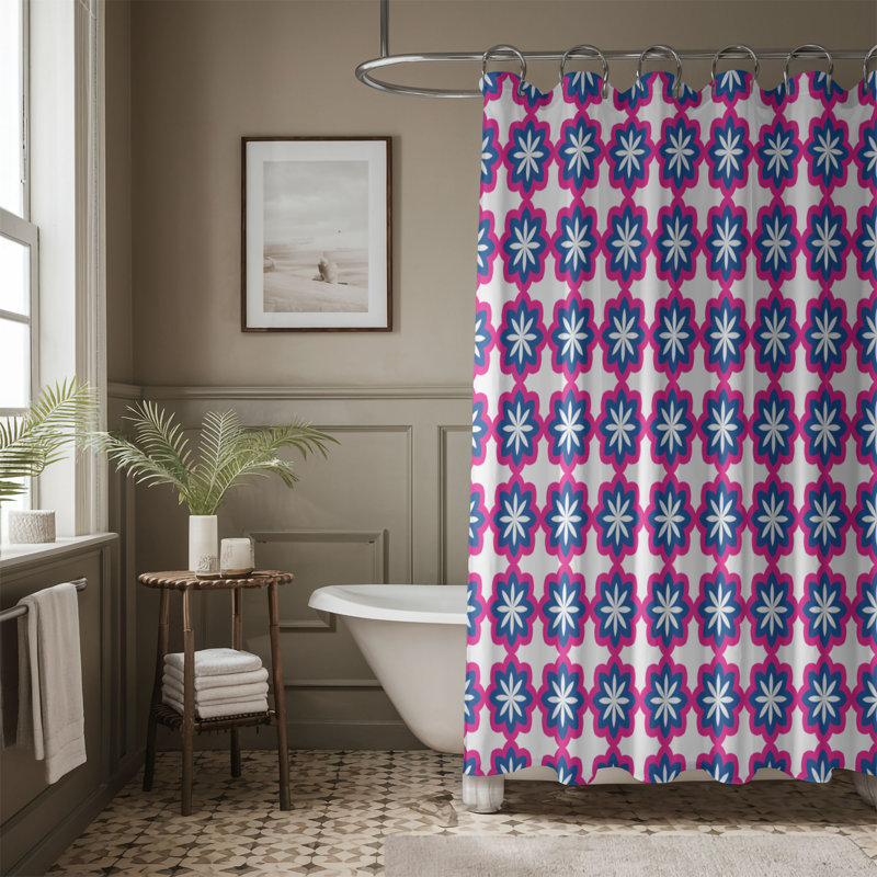 Blue Shapes - Rideau de douche Premium, H 74 po x l 71 po