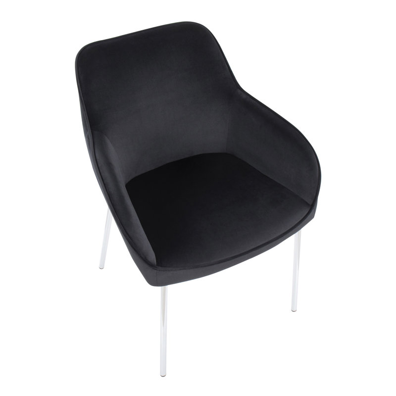 Cyr 19'' H Velvet Upholstered Armchair, Black, Chrome