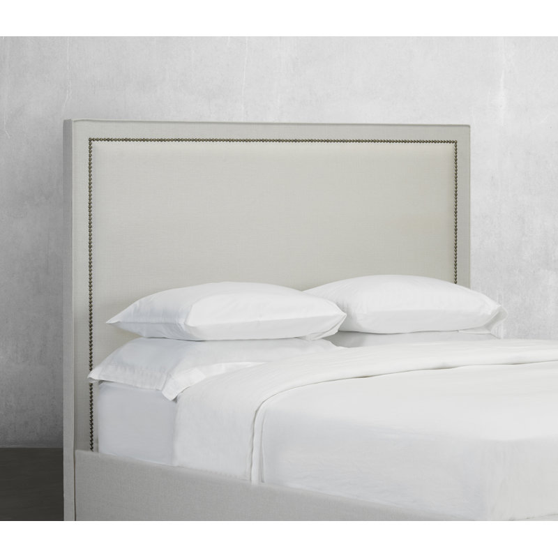 Tête de lit à panneau rembourré Tarr, Double, Lin - Beige