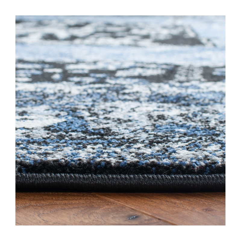 Tapis oriental bleu / gris Carwyn, Tapis de couloir 2 pi 3 po x 8 pi