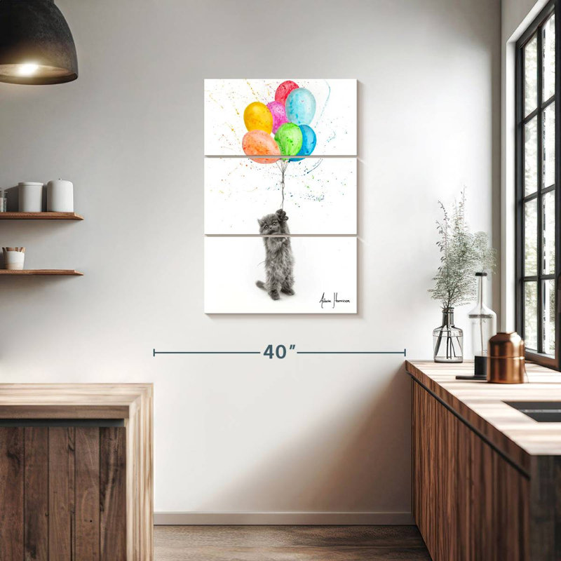 Le chaton coquin et les ballons, H 38 po x l 24 po
