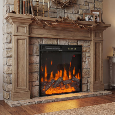 Black Electric Fireplace With 3-Level Heating, 12 Flame Colors And Timer Function