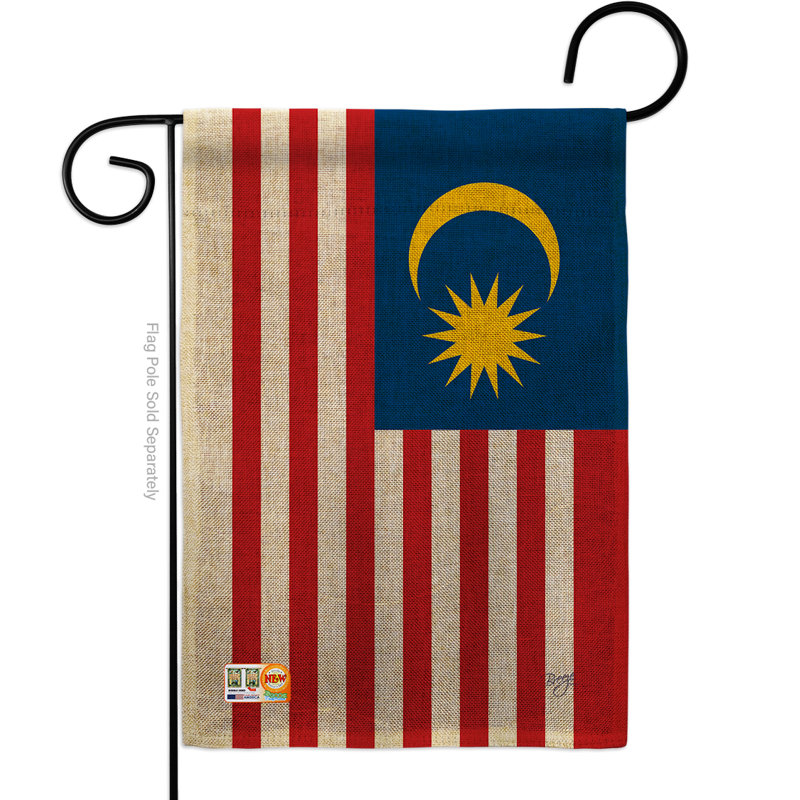 En toile jute 2 côtés 18,5 x 13 po malaisie drapeau de jardin