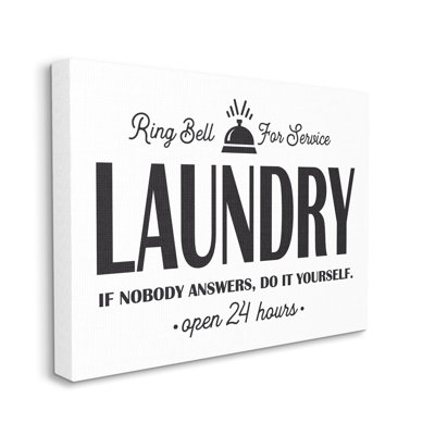«Ring Bell Laundry Signage Vintage Text Style» par lettré et doublé - reproduction sur toile