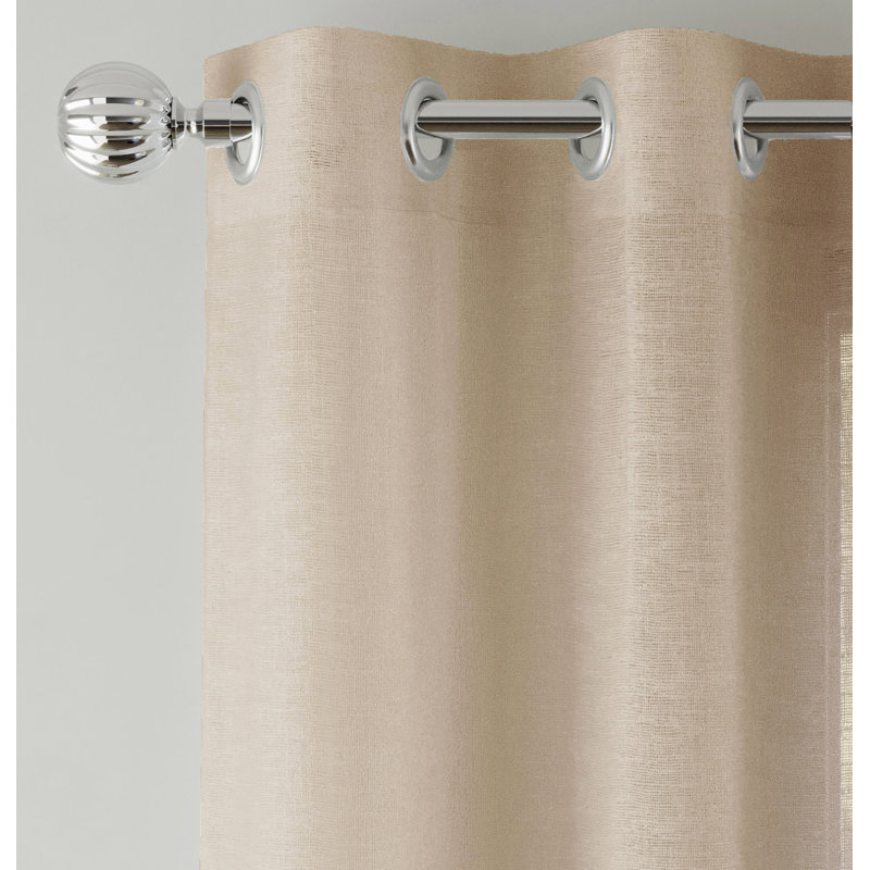 Rhayna Sheer Curtain Pair, Natural, 140cm Width x 183cm Drop