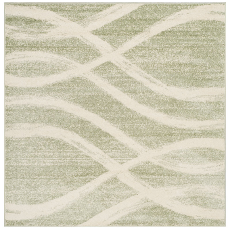 Parkinson Abstract Area Rug, Square 91 cm, Green/Beige