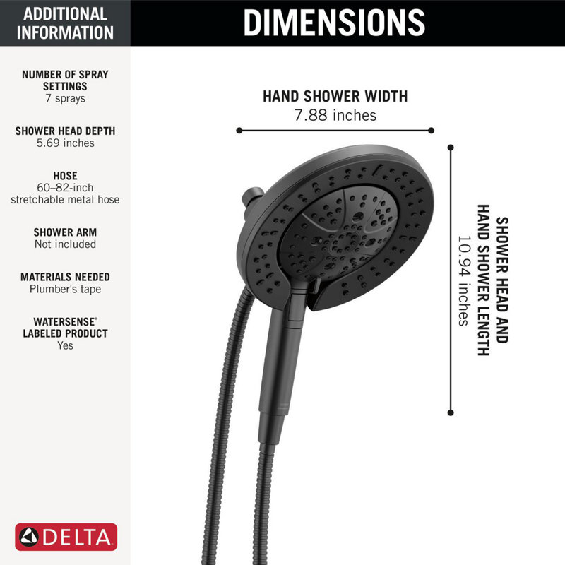 Matte Black Multi-Function Handheld Wall Mounted Shower Head