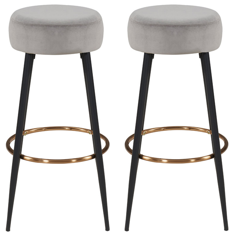 Tiana Upholstered Counter Stool with Metal Frame, Grey