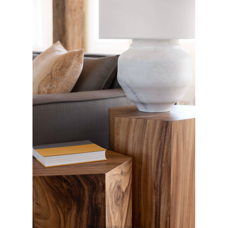 Honey Comb Solid Wood Block End Table, 24" H x 20.5" W x 18" D