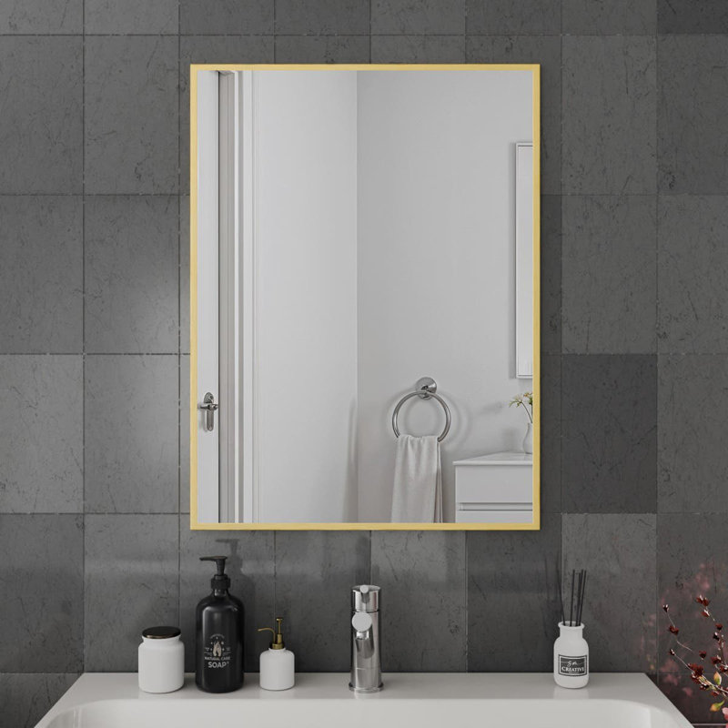 Aluminium Rectangle Mirror, Brushed Brass, 80cm x 60cm