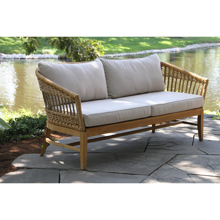 Natural Rattan Sofa Wood Frame Cane Couch with Upholstery Seat Cushion -  China Rattan Couch, Cane Sofa