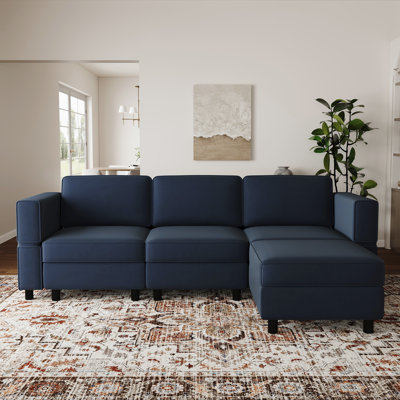 L-Shapedr Sectional Sofa With Moveable Ottoman