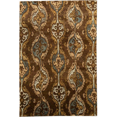 Himalayan Ikat Area Rug in Dark Brown