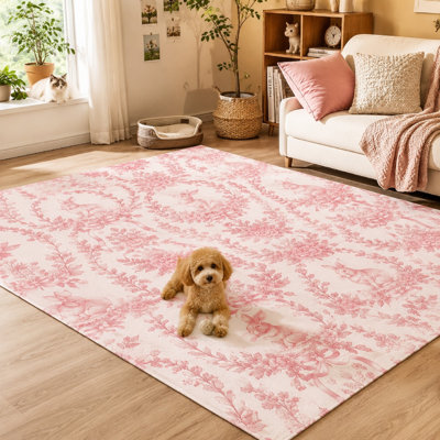 Tapis décoratif à motif floral de lapin 1 pièce French Country Toile