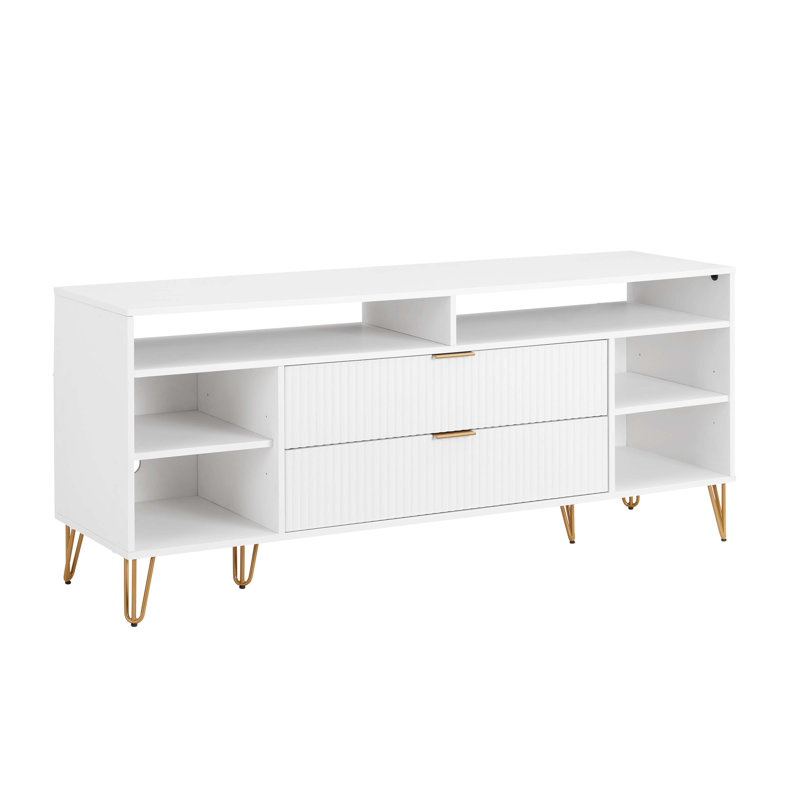 Meuble télé cannelé de 63 po Dumbo, Blanc