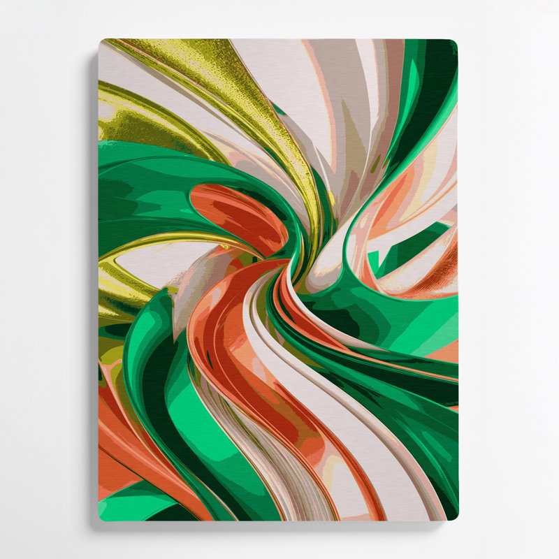Digital Abstraction 85 Beige Metal Wall Art, 14" H x 11" W