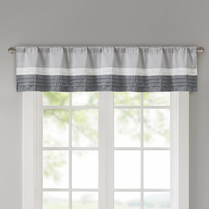 Gray and Ivory Faux Silk Pintuck Window Valance