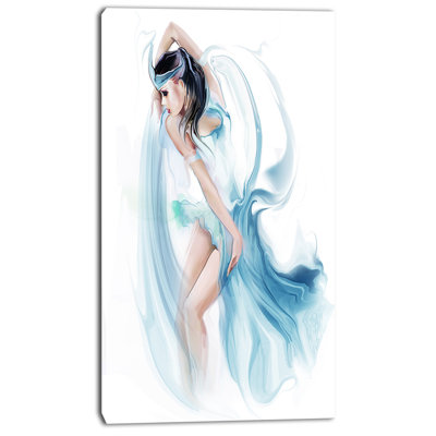 Digital 'Dancer Woman in Blue Dress' Painting