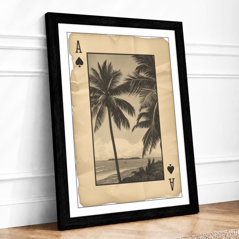 Tropical Palms At Horizon Vintage - Print, A1 - 84.1 x 59.4 cm, Black