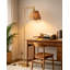 Lampe sur pied Boho avec télécommande et interrupteur au pied, lampe sur pied à intensité variable avec abat-jour texturé pour salon, chambre à coucher et coin lecture (ampoule incluse)