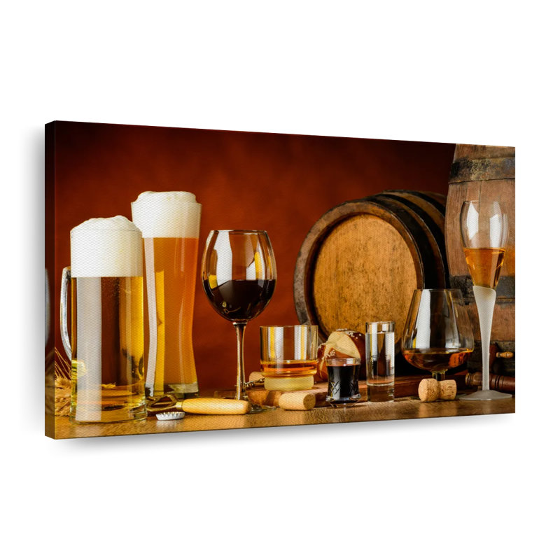 " Wine And Beer Drinks ", 30" H x 45" W x 1.25" D