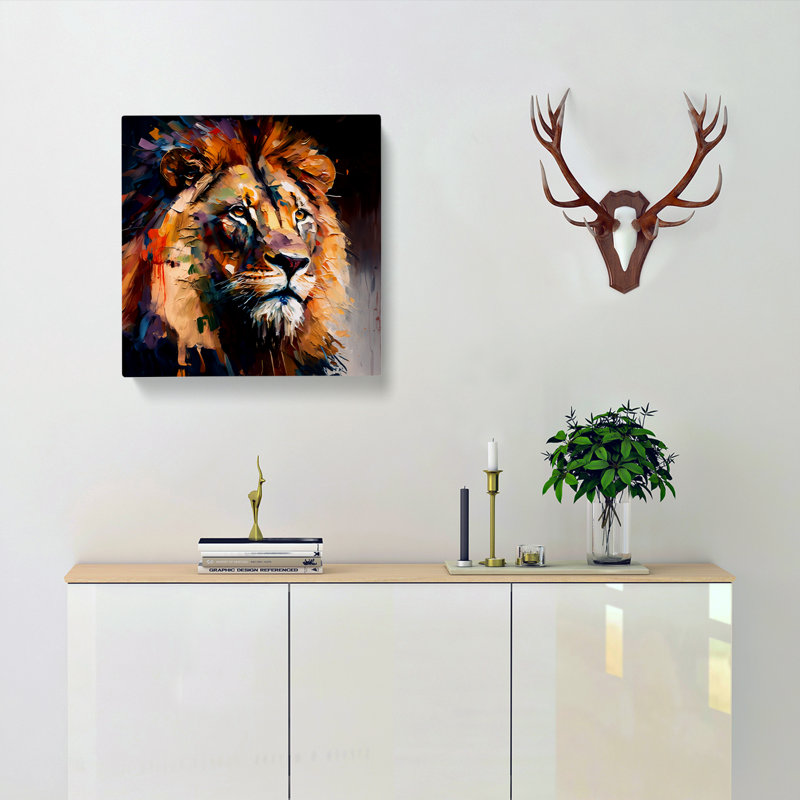 Lion Palette Knife No.1 - Wrapped Canvas, 50cm H x 50cm W x 3cm D
