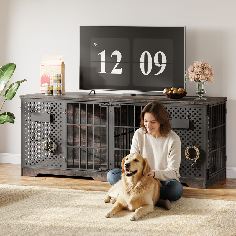 Grand meuble cage pour chien avec cloison