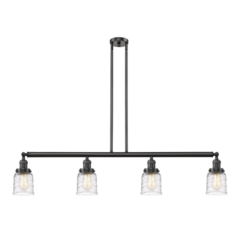 Luminaire suspendu linéaire à 4 lumières pour îlot de cuisine Hallmar, DEL, Plaqué couleur fumée, Plaqué couleur fumée