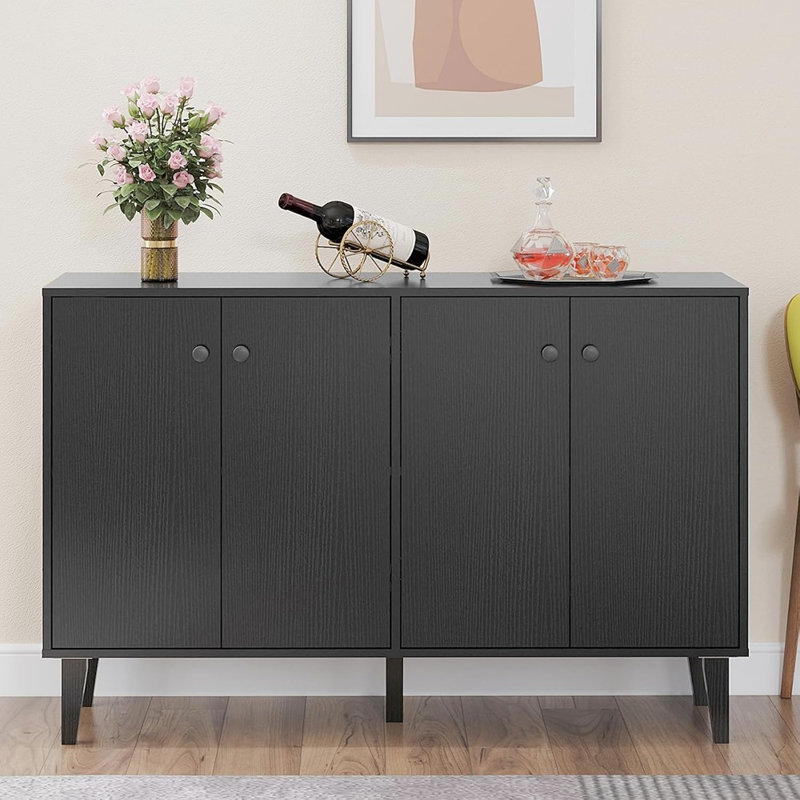 Buffet noir à 4 portes - Console moderne