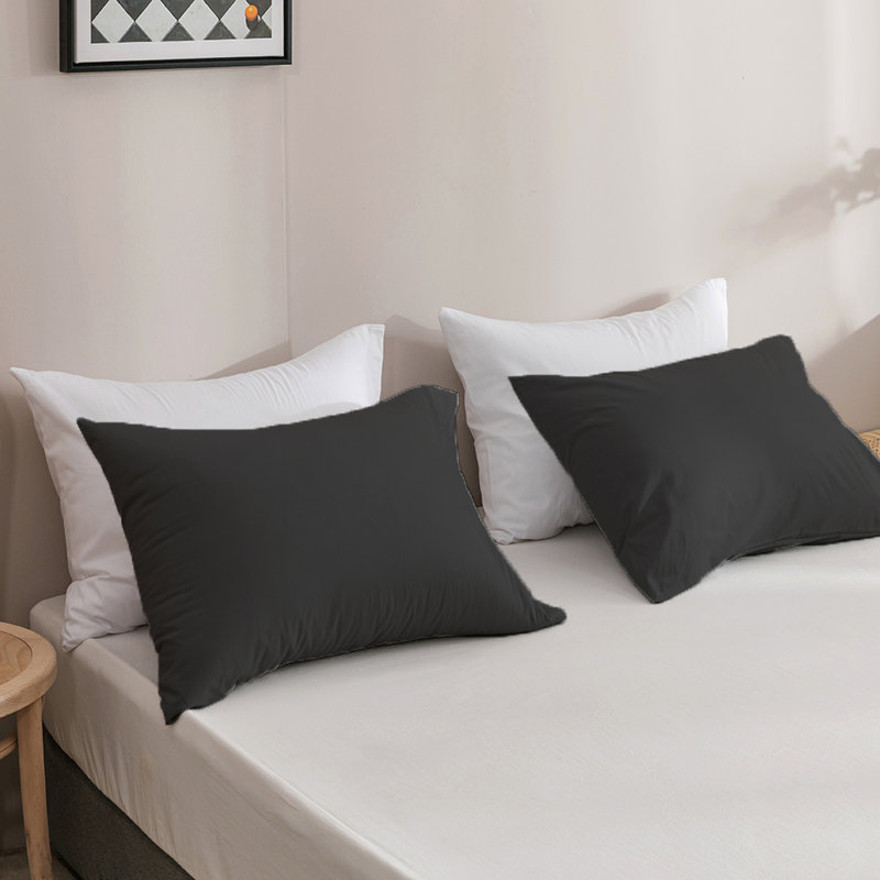 Wellboo 2 Pieces Pillowcases Standard Envelope Closure Pillowshams Pack of 2, 20inX26in, Black