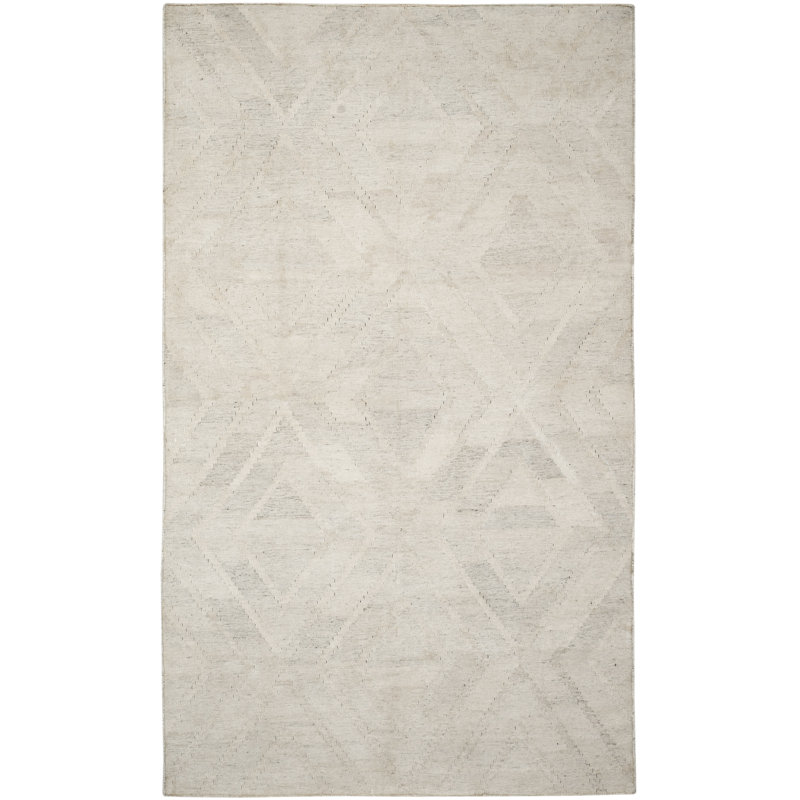 Tapis en viscose / laine tissé à la main Whittlesey gris clair / ivoire, Rectangle 4pi x 6 pi