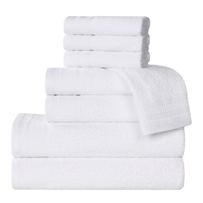 Honeycomb Textured Waffle Border Cotton Medium Weight 8 Piece Towel Set