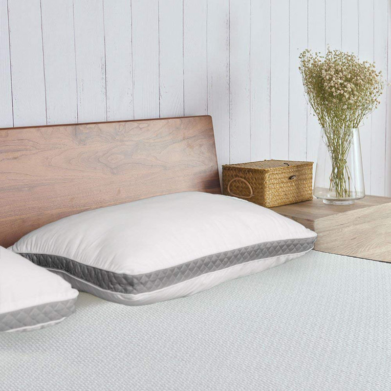 Fiber Pillow, King, White/Gray