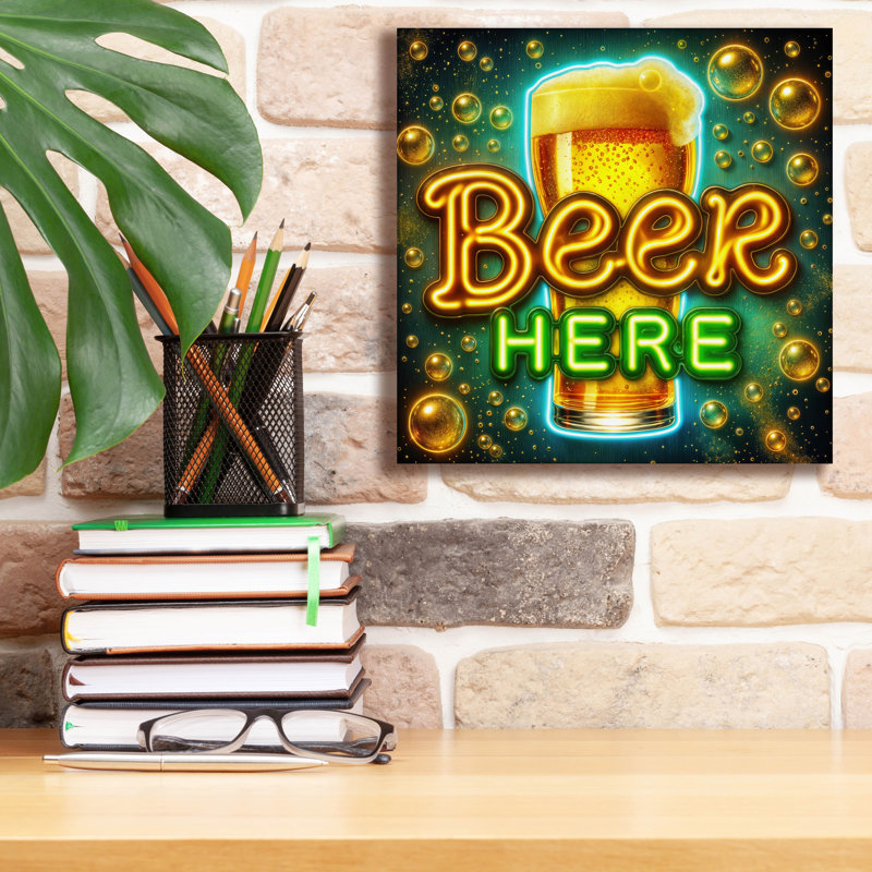  «Beer Here» par Rey Klimt, art mural sur toile, 37 po x 37 po, H 12 po x l 12 po x P 0,75 po