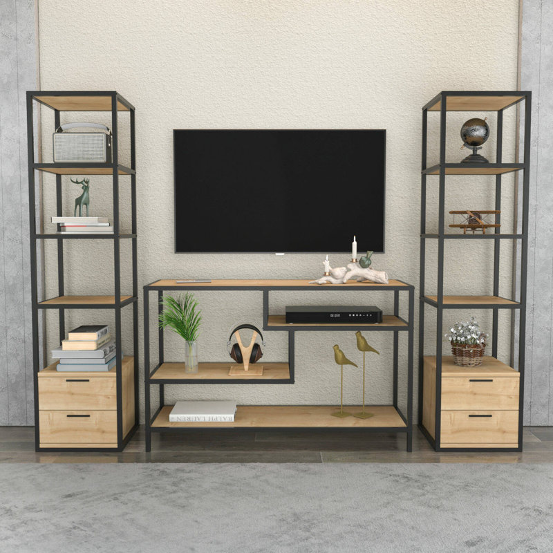 Dpisan TV Stand for TVs up to 88", Black/Oak