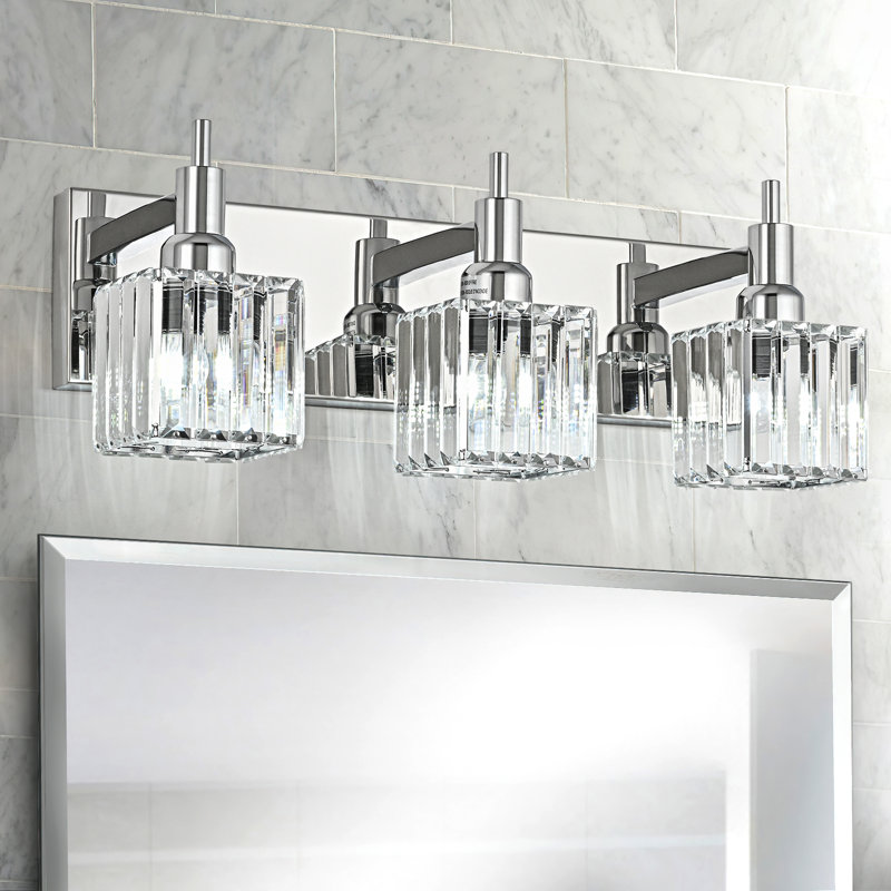 Taevion Dimmable Crystal Wall Light Picture Light, Chrome, 3 Lights