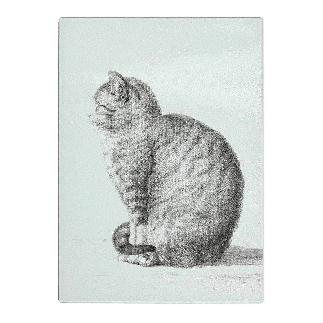 Tempered Glass a Sitting Cat Chopping Board