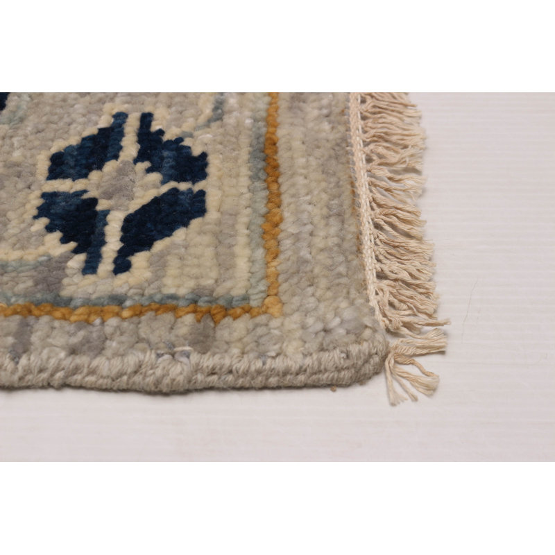 Tapis Oushak moderne gris clair noué à la main de conception unique 12 pi 0 po x 15 pi 3 po