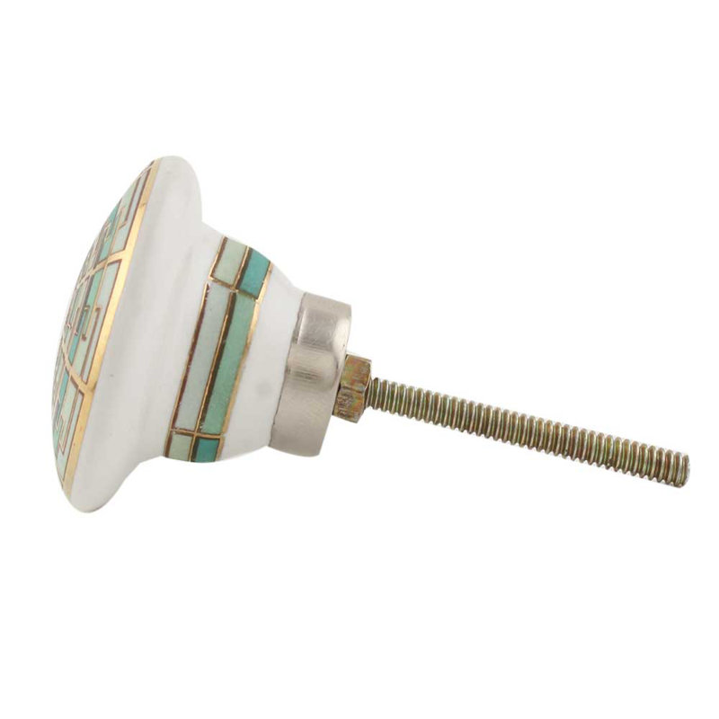 Round Knob, Emerald/Gold